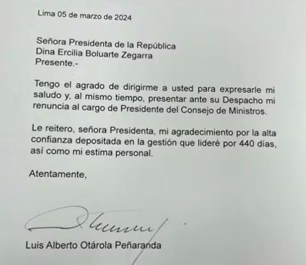 Renuncia Alberto Otárola
