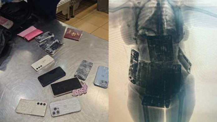 Mujer intenta ingresar al país con 20 celulares ocultos en su cuerpo Mujer intenta ingresar al país con 20 celulares ocultos en su cuerpo