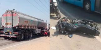 Tráiler trituró a motociclista