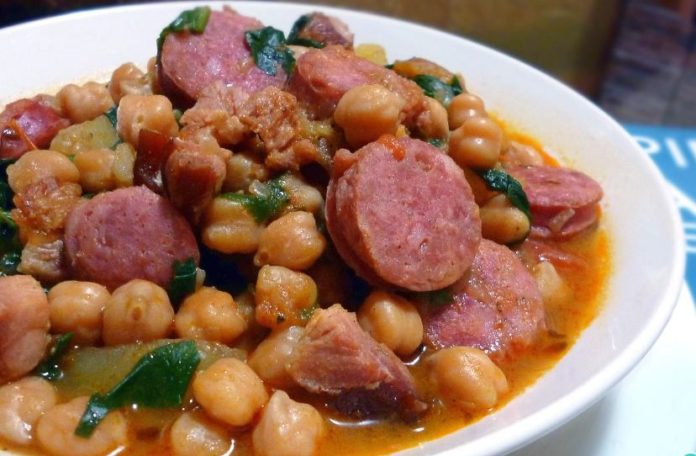 garbanzos con espinacas y chorizo