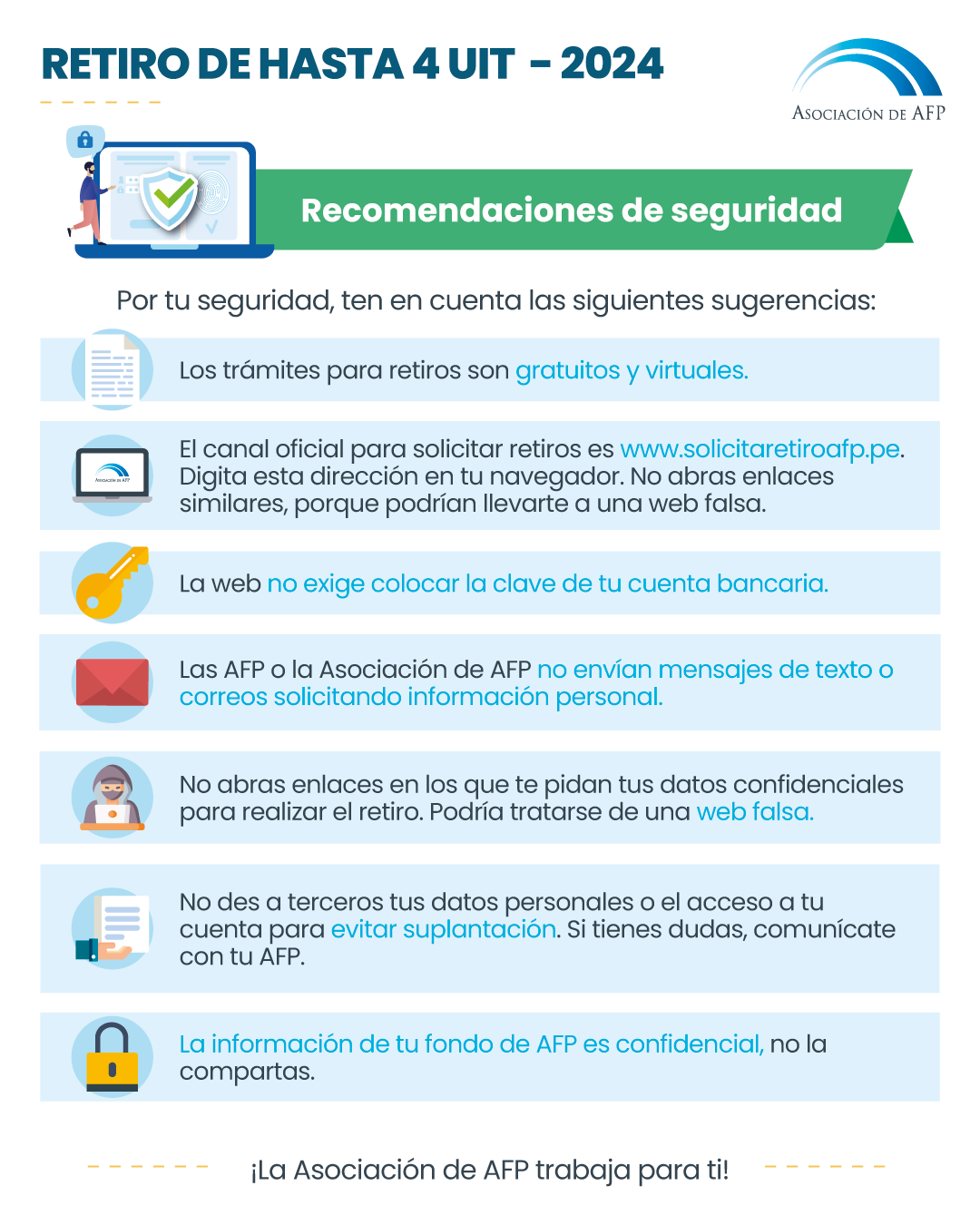 AFP recomendaciones de seguridad para el retiro