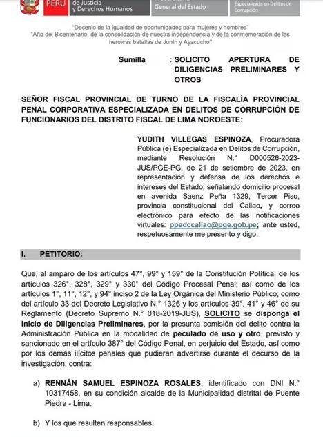 Rennán Espinoza cada vez más cerca de responder ante la justicia