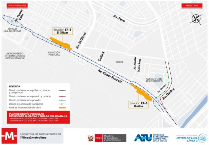 Este domingo 16 de junio inicia plan de desvío en la Av. Faucett por obras del ramal Línea 4