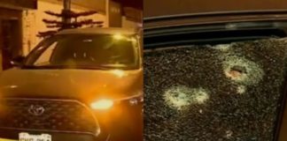 Pareja es baleada en su vehículo