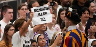 Animalistas interrumpen audiencia de Francisco