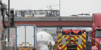 Cierran Panamericana Sur por fuga de gas en cisterna