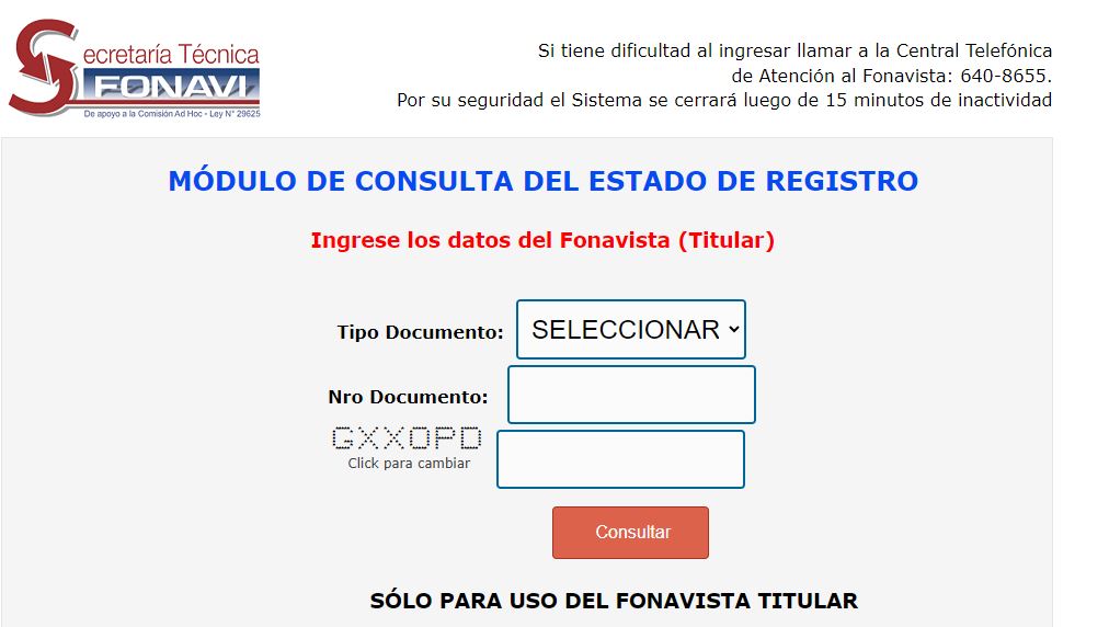 Fonavi - Modulo de consulta del estado de registro