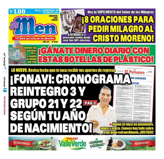 Portada Diario El Men (20/10/2024)