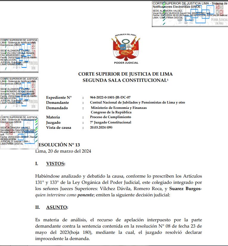 Jubilados - Resolución No 13 - Proceso de cumplimiento