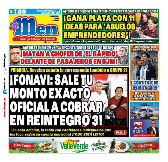 Portada Diario El Men (24/11/2024)