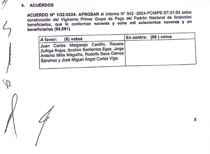 Acta donde se da cuenta del inicio de pago para el Grupo 21
