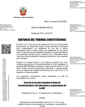 Jubilados - Sentencia del Tribunal Constitucional - Expediente 00013-2023-PI-TC (01)