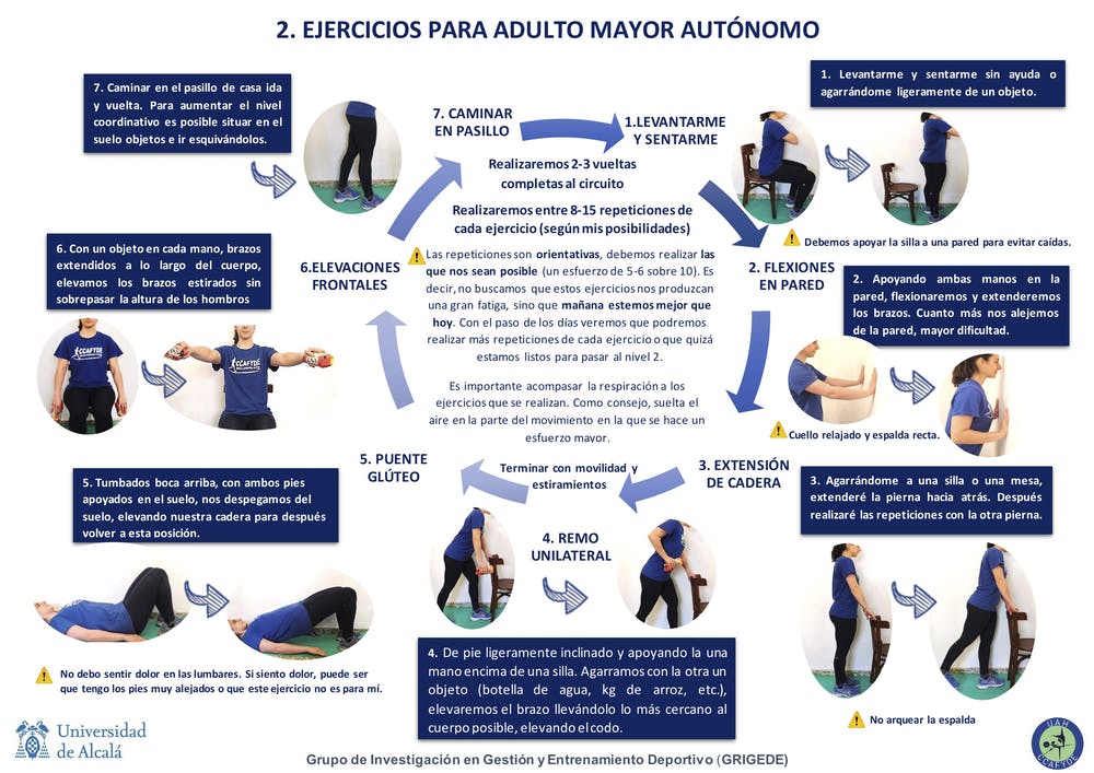 Ejercicios: Adulto mayor autónomo 