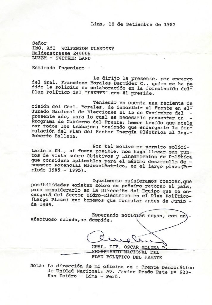 Gral. Morales Bermudes colaboracion Plan Politico