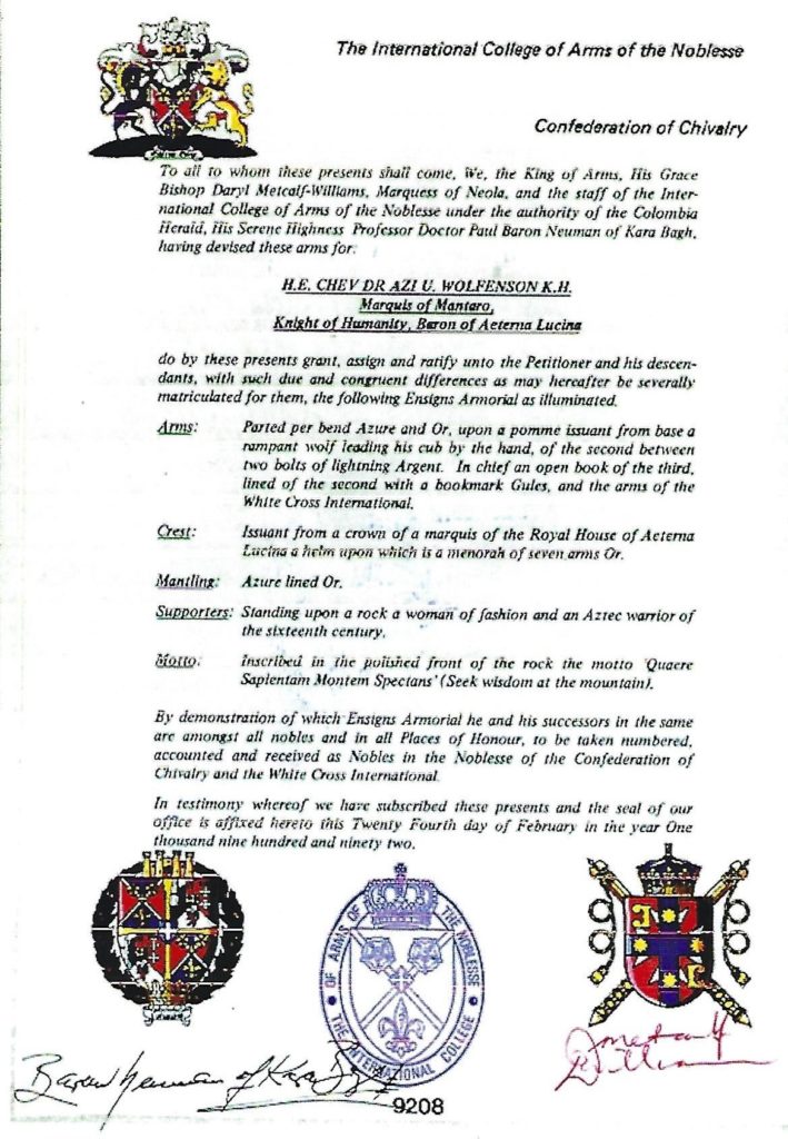 MArquis of Montero, Knight of Humanity, Baron of Aeterna Lucina