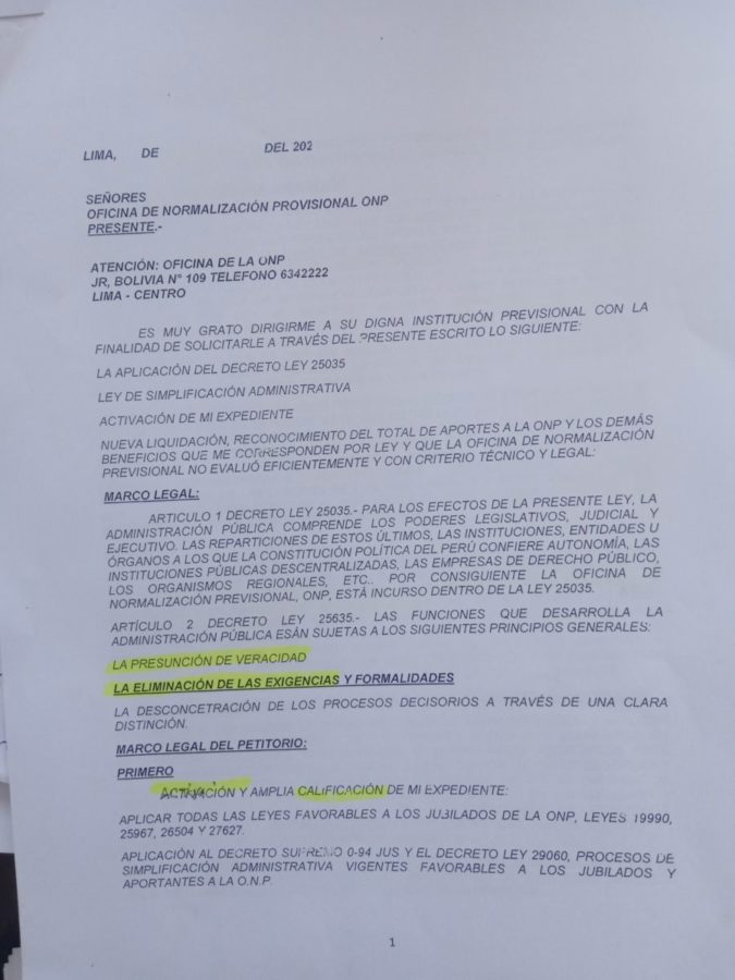 Activar expediente en ONP