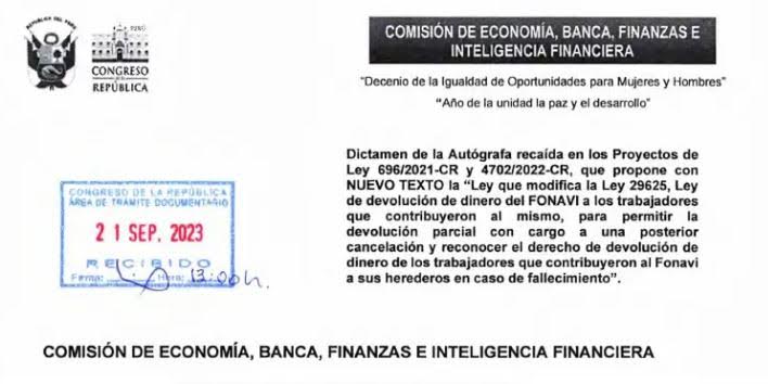 Disctamen de la autografa recaida en los proyectos de Ley 626-2021-CR y 4702-2022-CR