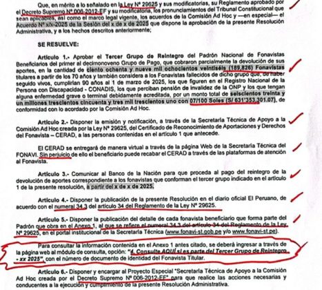 Fonavi - Resolucion Administrativa que autoriza el pago del Tercer Grupo -2