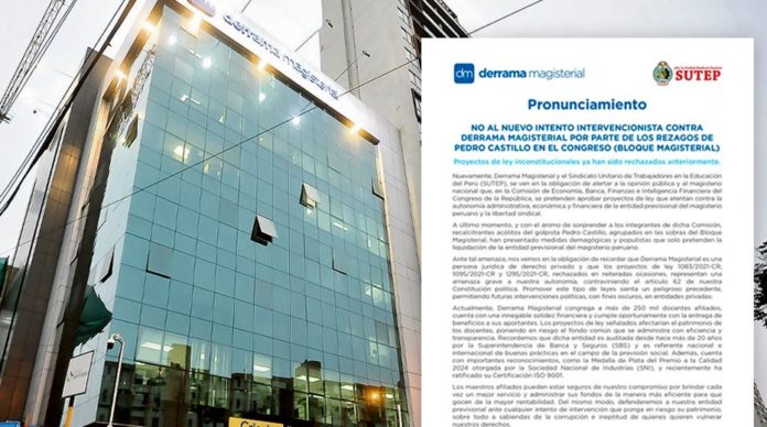 Sutep defiende a la Derrama Magisterial