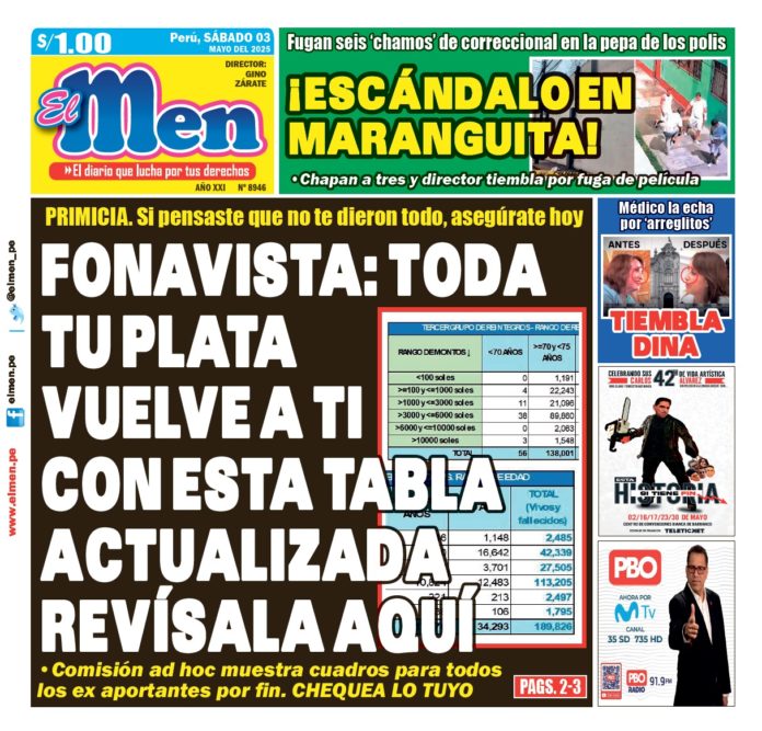 Portada Diario El Men (03/05/2025)