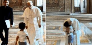 Niño burla seguridad y abraza al papa León XIV