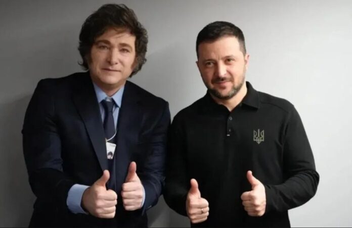 Javier Milei y Volodímir Zelenski