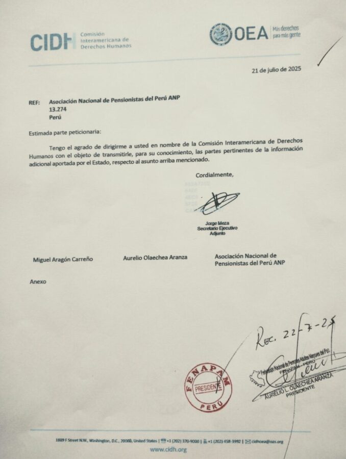 Jubilados - Carta CIDH