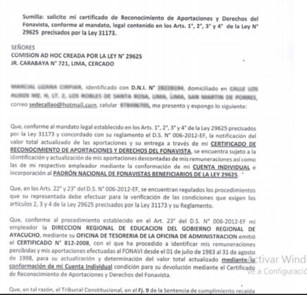 ONP - Solicitud - Certificado de reconocimiento de aportes