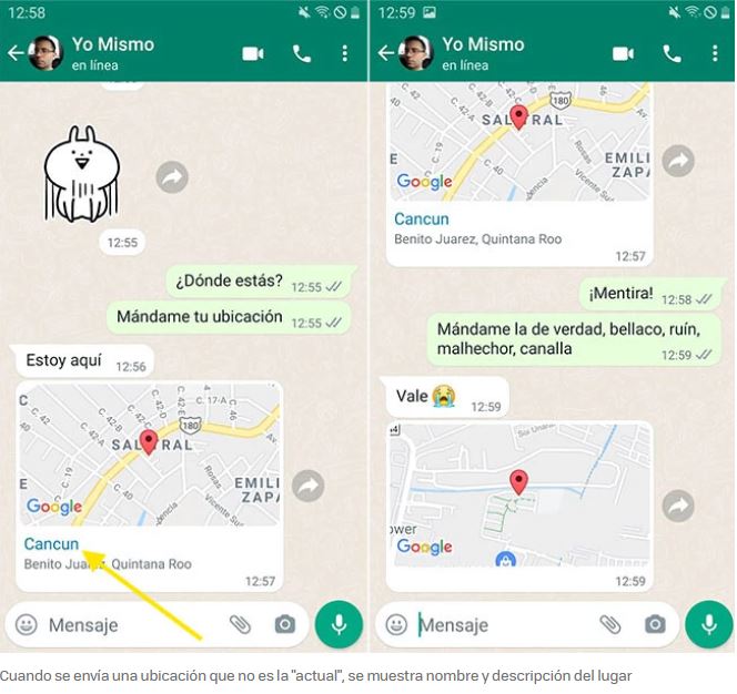 ubicación falsa en WhatsApp