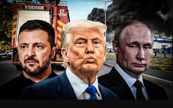 Volodímir Zelenski, Donald Trump y Vladimir Putin