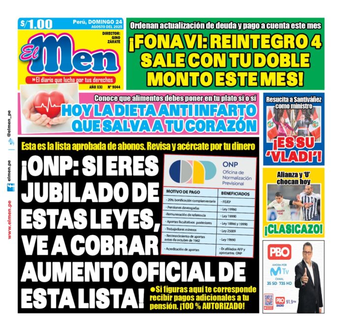 Portada Diario El Men (24/08/2025)