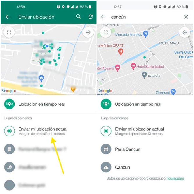 WhatsApp ubicación actual