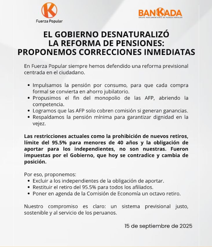 Fuerza Popular - comunicado - AFP