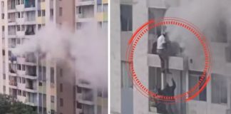 Huyen de incendio en en El Agustino trepando paredes