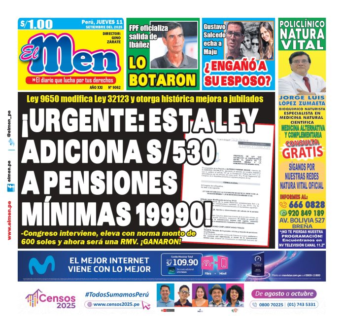 Portada impresa 11-09-25 Portada impresa 11-09-25