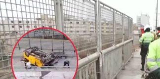 Miniván cayó en puente Abancay