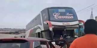 Policía muere tras choque de bus