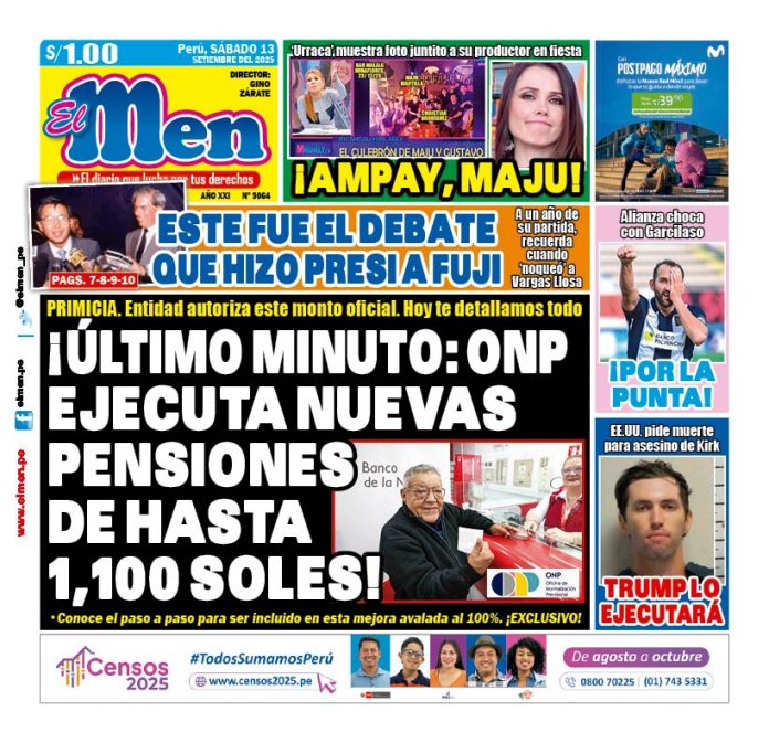 Portada impresa diario El Men 13-09-25