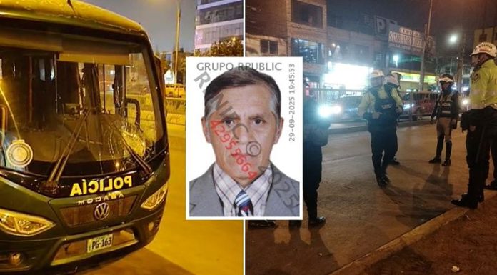 Bus de la policia arrolla a anciano en vía Metropolitano