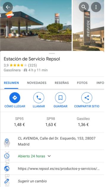 Google Maps, revisa el precio de las gasolineras