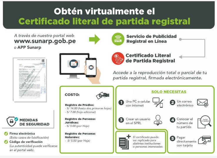 Obtener Certificado literal de partida registral