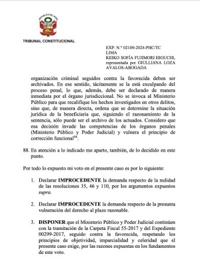TC anuló caso ‘Cocteles’ a Keiko