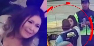 Mujer ebria escupe a serenos por taxi