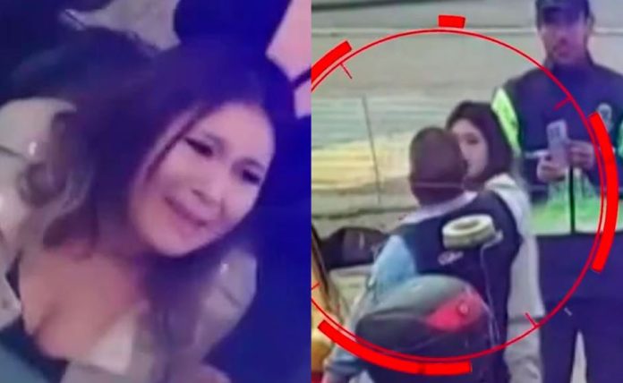 Mujer ebria escupe a serenos por taxi