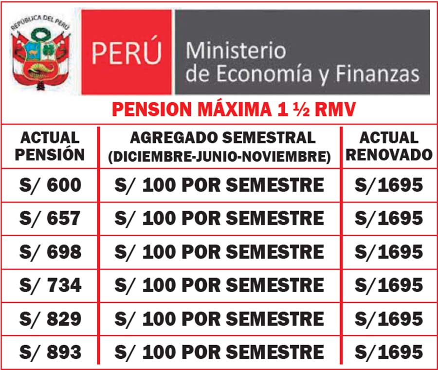 Pension minima 1 y media RMV