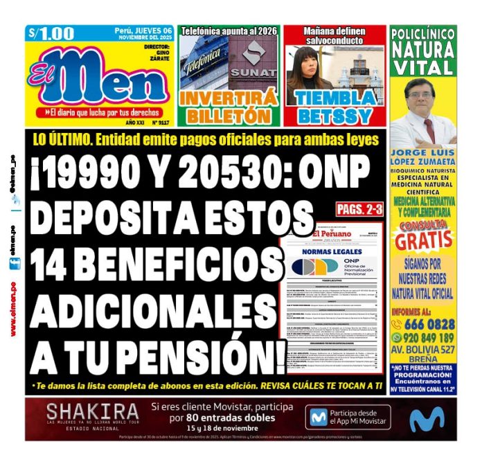 Portada Diario El Men (06/11/2025)