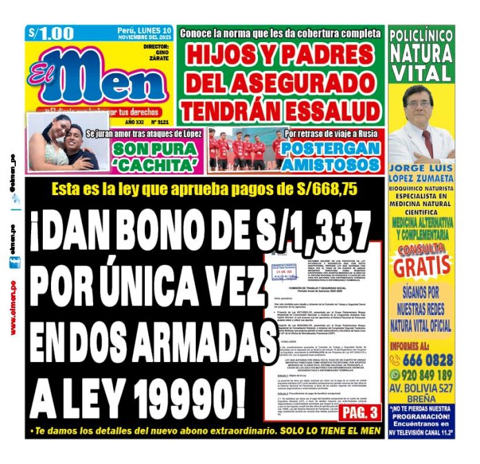 Portada Diario El Men (10/11/2025)