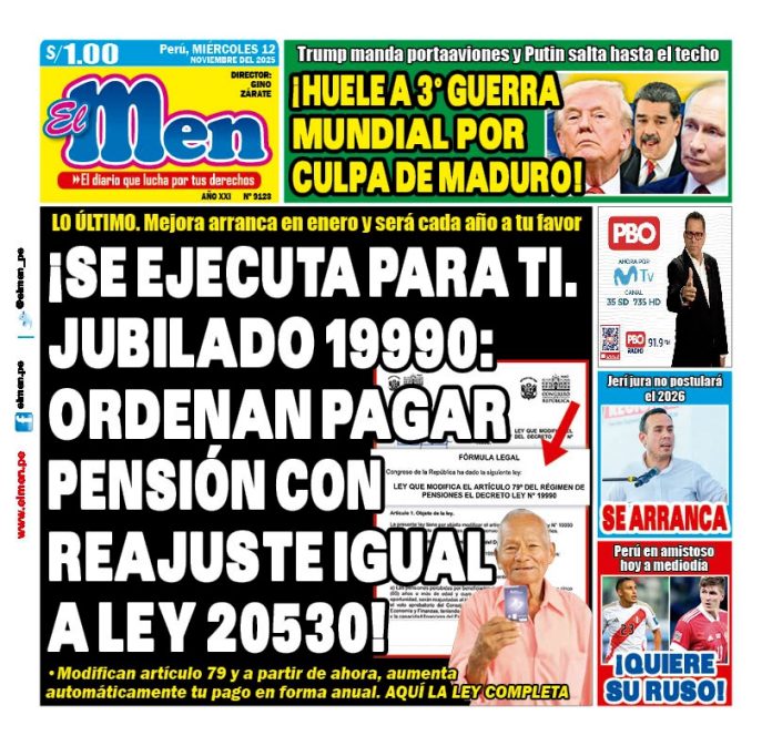 Portada Diario El Men (12/11/2025) Portada Diario El Men (12/11/2025)