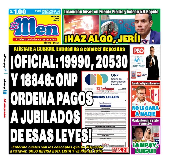 Portada Diario El Men (19/11/2025) Portada Diario El Men (19/11/2025)