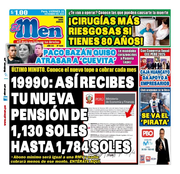 Portada Diario El Men (21/11/2025)